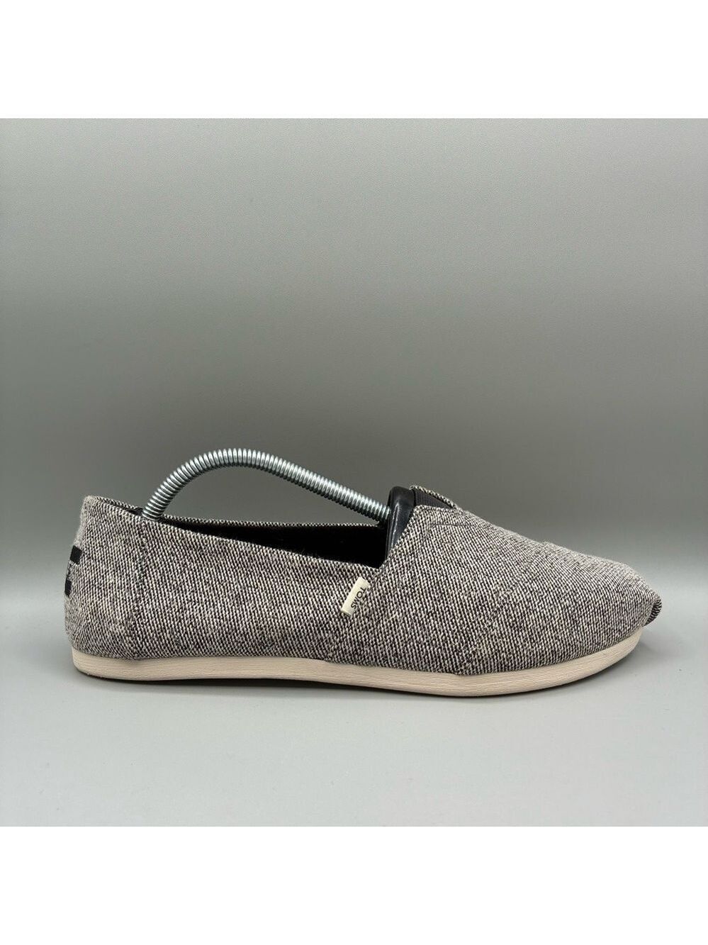Toms Alpargata Slip On Loafers Women’s 8 Twill Black White Flats